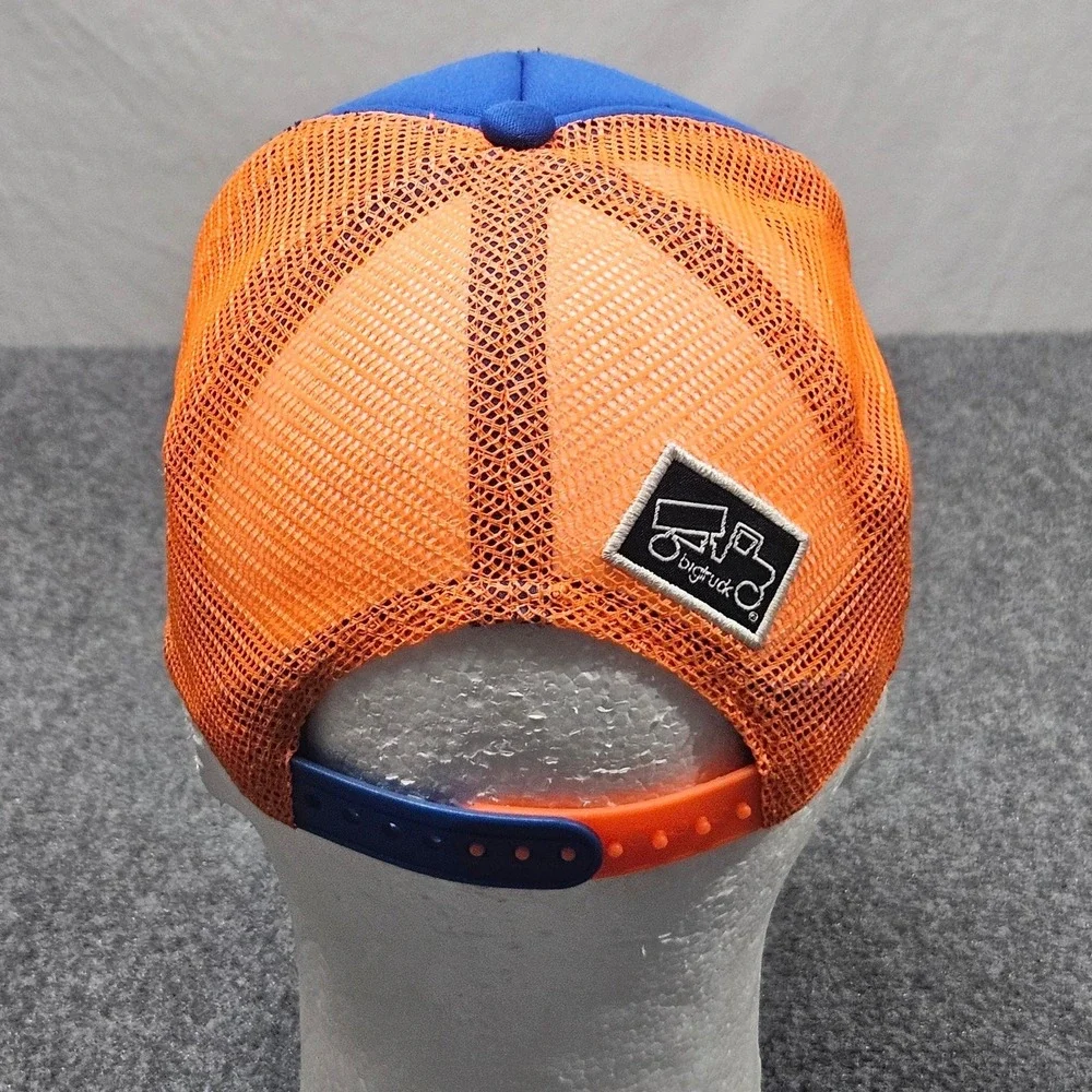 Bigtruck Trucker Hat Youth 54cm 6 3/4 Blue Orange Mesh Snapback‎ Print Outdoors